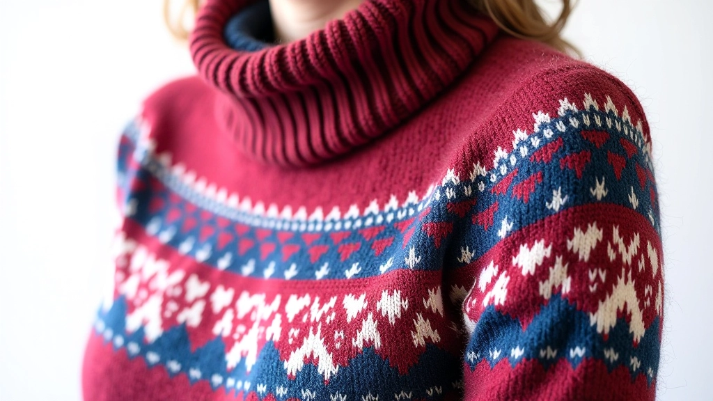 A completed Fair Isle knitted project showing intricate traditional patterns