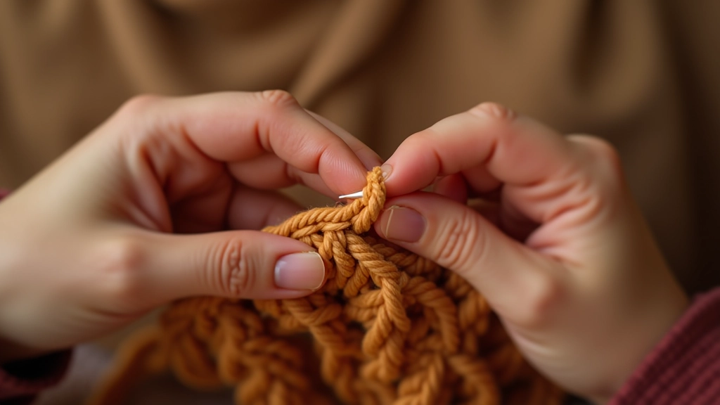 Beginner crochet work with hook and colorful yarn