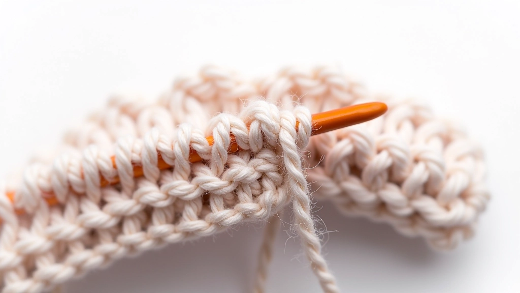 Close-up detailed view of completed single crochet and double crochet stitches showing the texture and structure of each stitch type